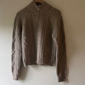 Aritzia Heritage Knit Merino Wool 1/4 Zip Sweater